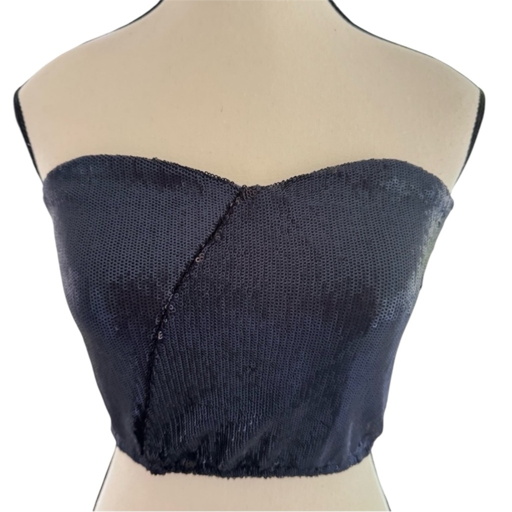 Silence + Noise Navy Blue Sequin Bustier Tube Top – Urban Outfitters, Women’s M